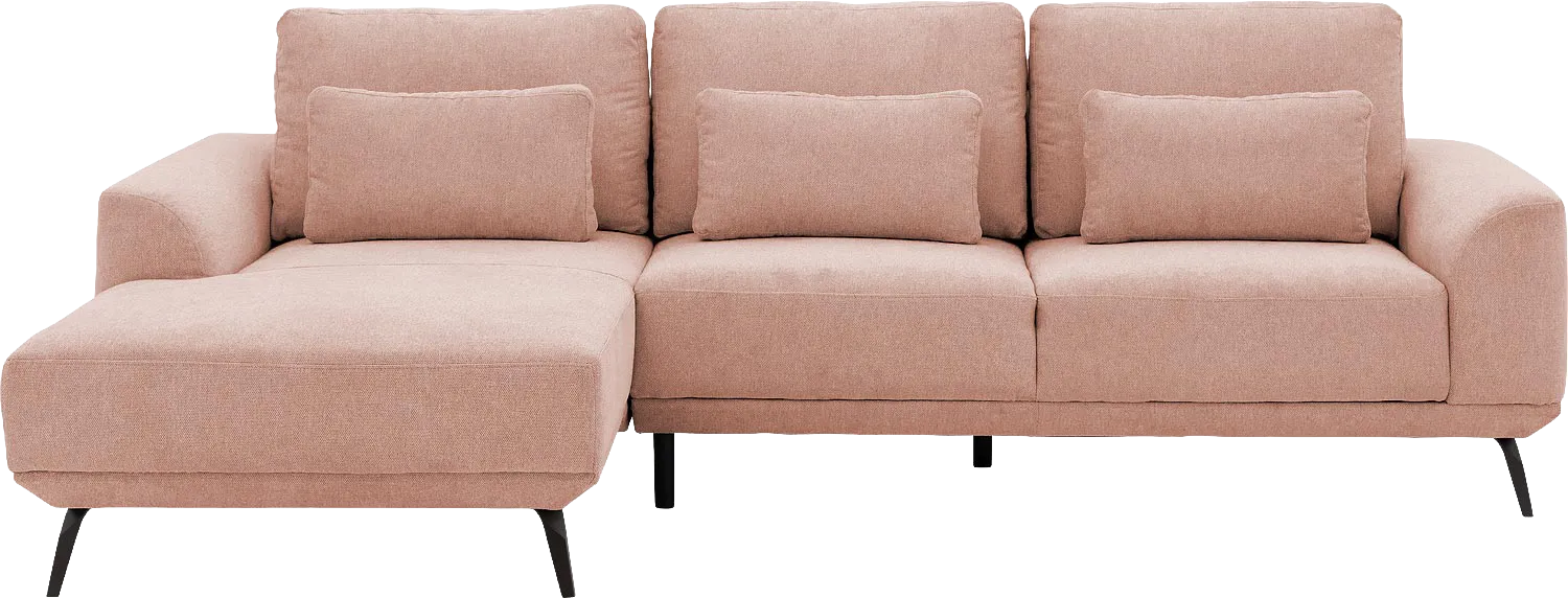 Goossens Excellent Bank Princess Met Elektrisch Uitschuifbaar Zitvlak roze, stof, 2,5-zits, elegant chic met chaise longue links