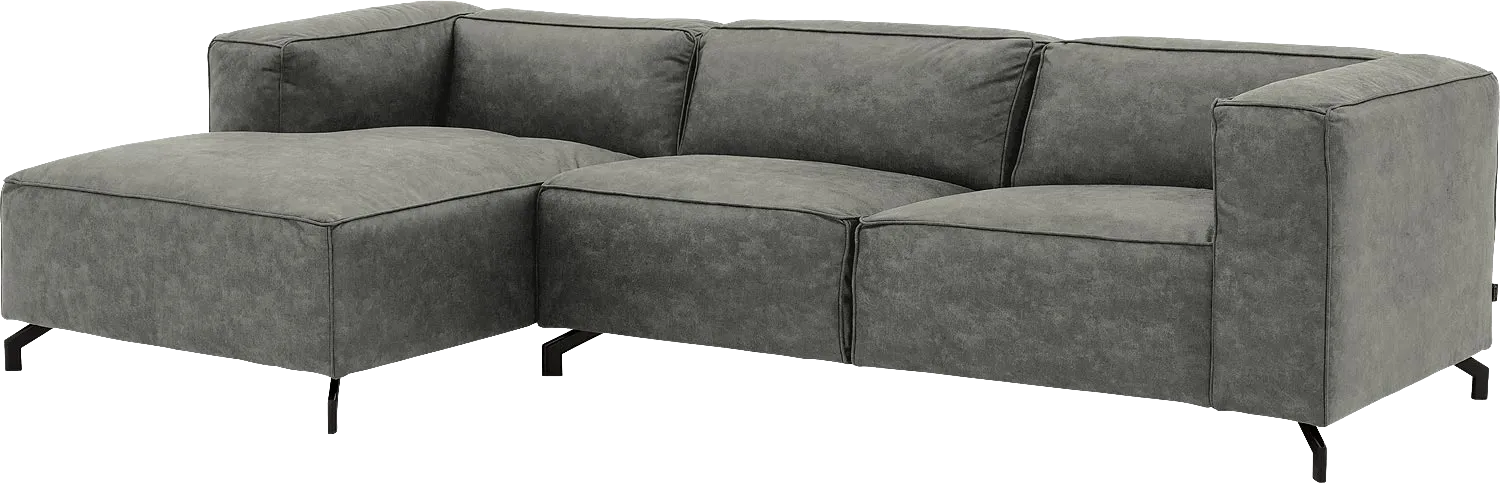 Goossens Bank Calvin grijs, micro leer, 3-zits, modern design