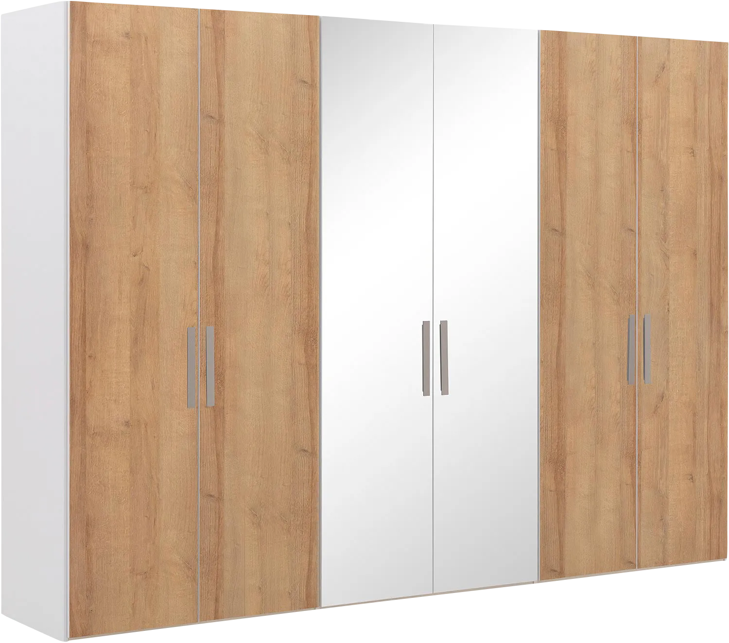 Goossens Kledingkast Easy Storage Ddk, Kledingkast 304 cm breed, 220 cm hoog, 4x draaideur en 2x spiegel draaideur midden