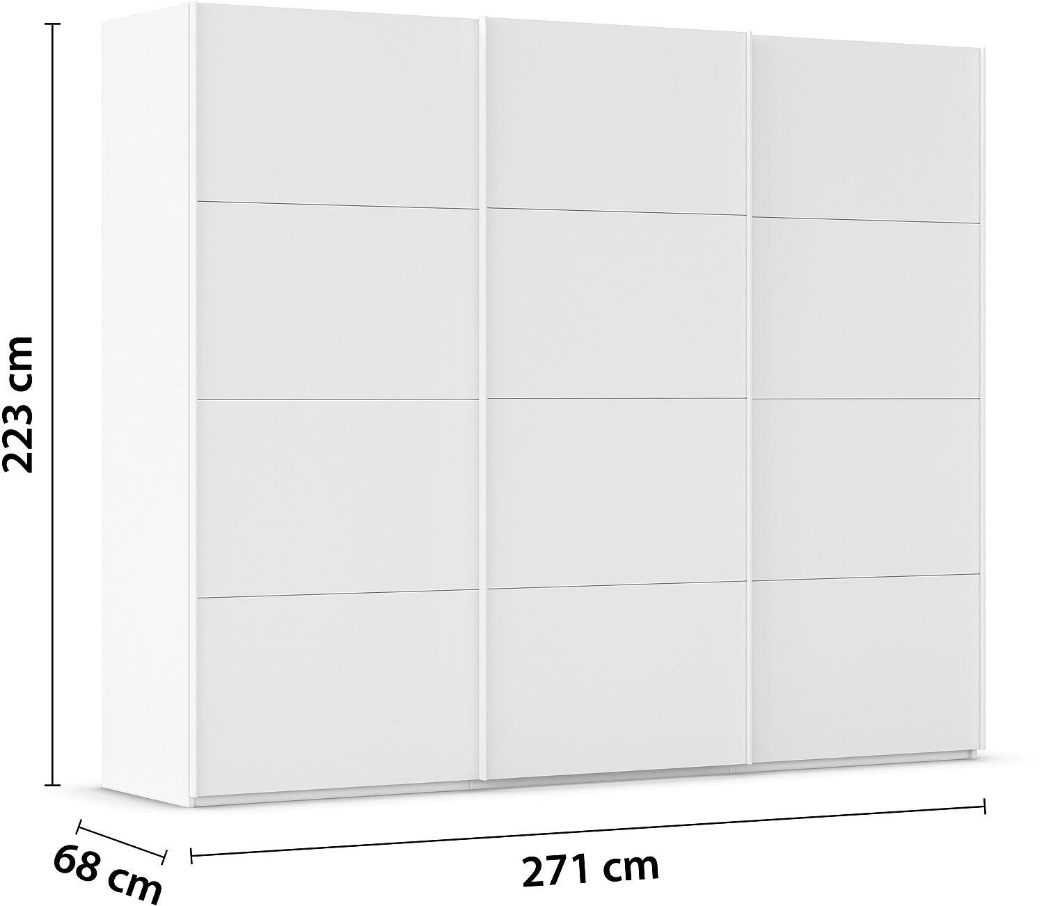 Goossens Excellent Kledingkast Finca Mat Glas, Slaapkamerkast 270 cm breed, 223cm hoog, 3x 4 paneel glas schuifdeuren