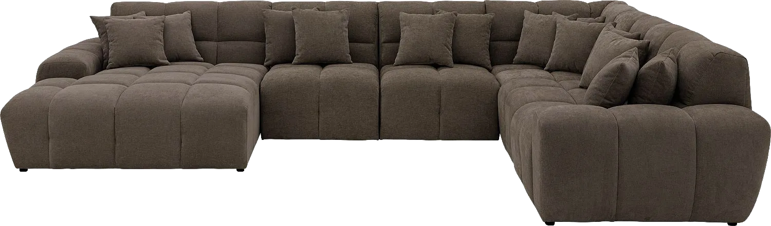 Goossens Excellent Bank Kubus bruin, stof, modern design