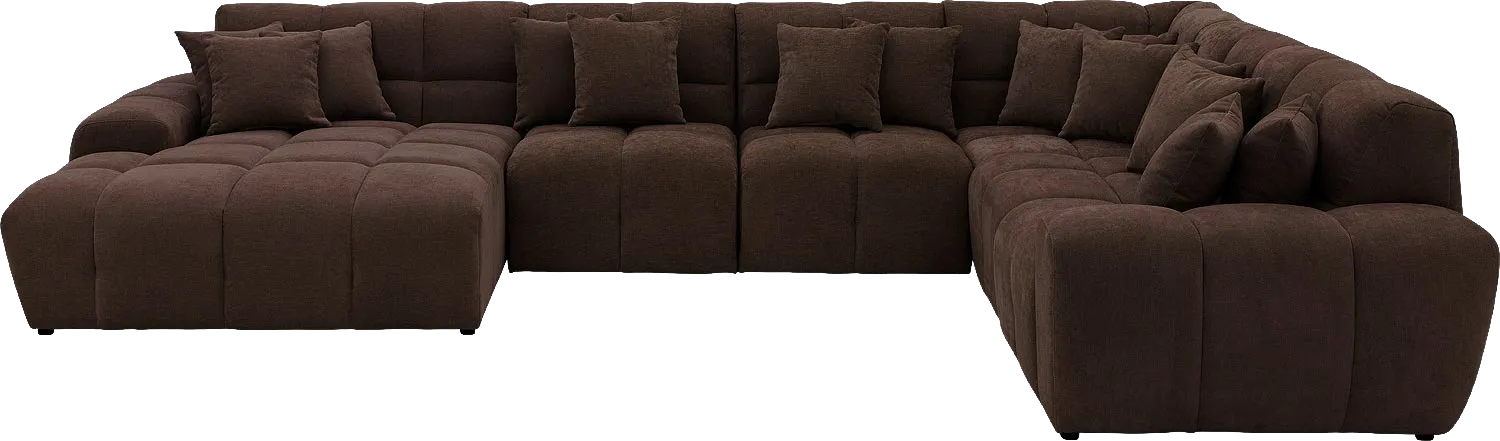 Goossens Excellent Bank Kubus donkerbruin, stof, modern design