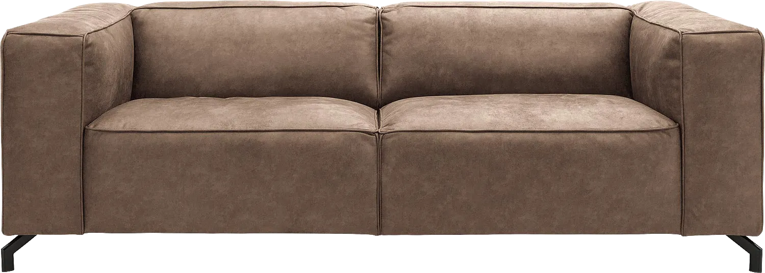 Goossens Bank Calvin bruin, micro leer, 3-zits, modern design