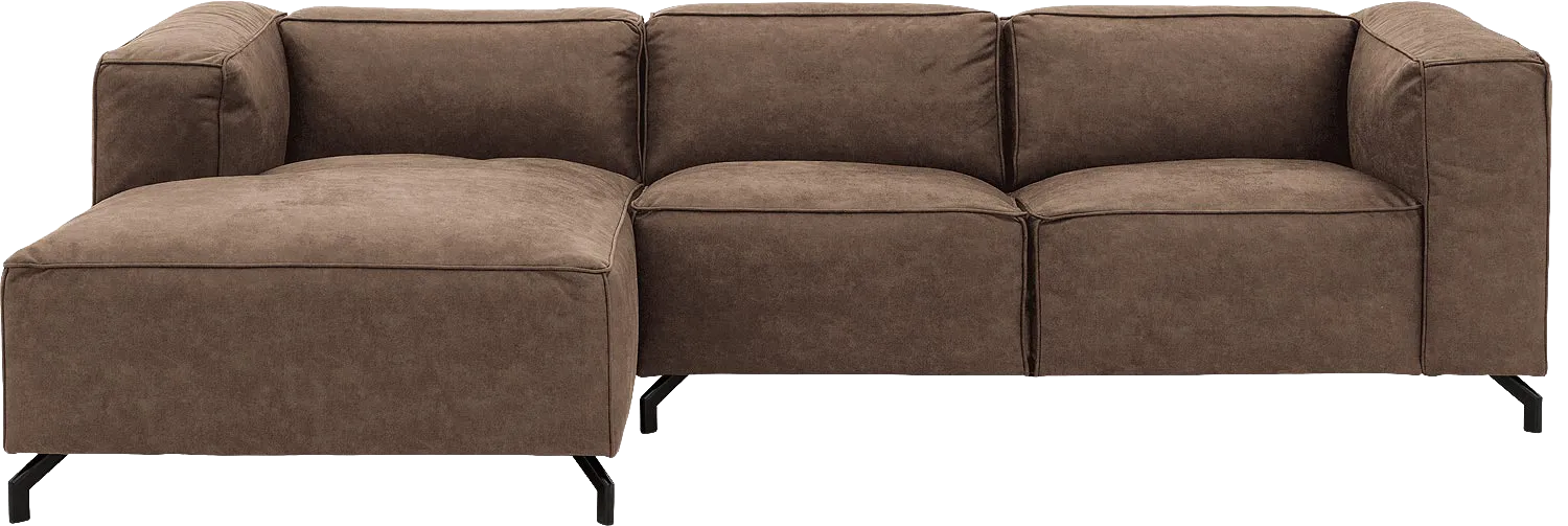 Goossens Bank Calvin bruin, micro leer, 2,5-zits, modern design