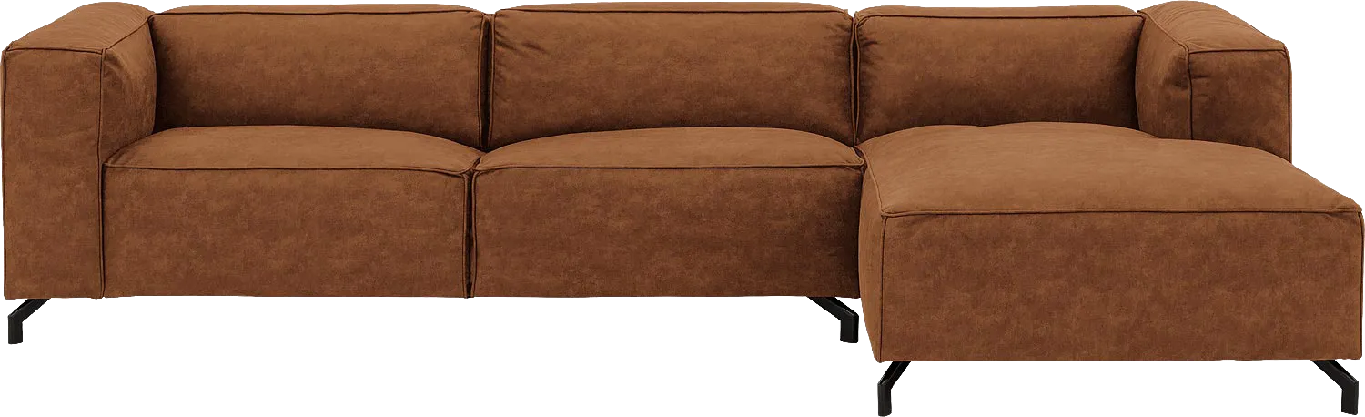Goossens Bank Calvin cognac, micro leer, 3,5-zits, modern design