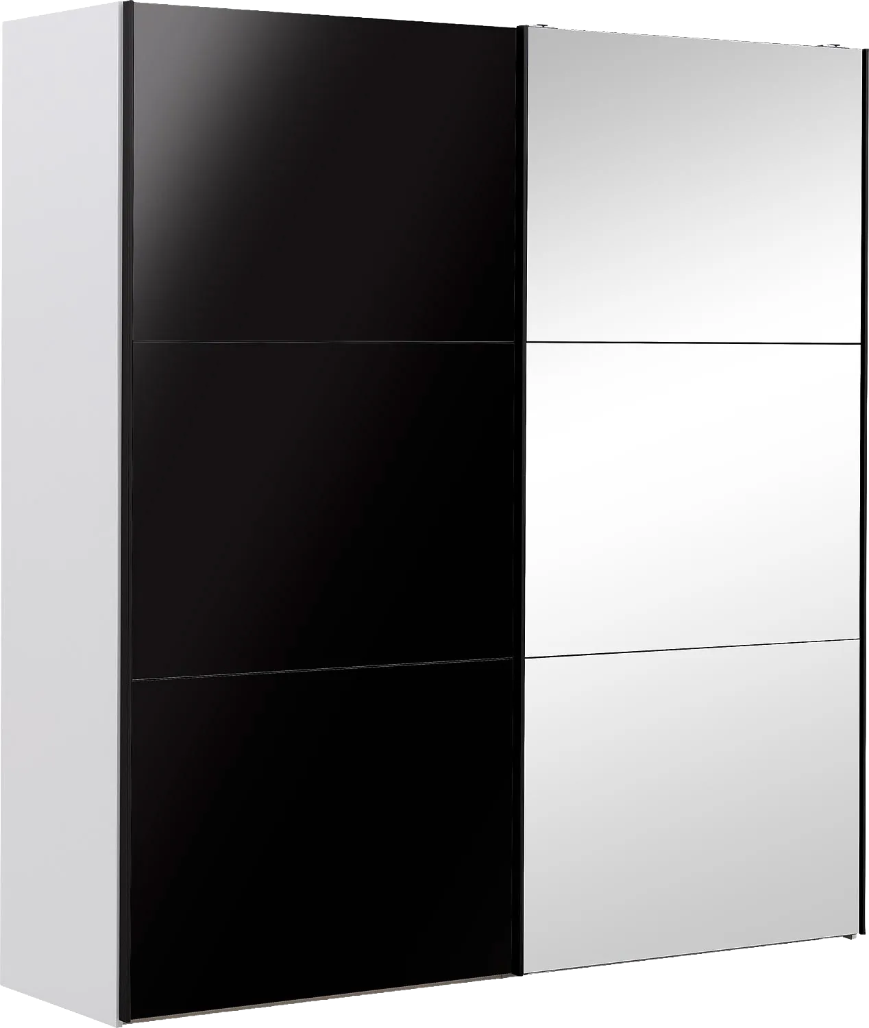Goossens Kledingkast Easy Storage Sdk, 203 cm breed, 220 cm hoog, 1x 3 paneel glas schuifdeur li en 1x 3 paneel spiegel schuifdeur re