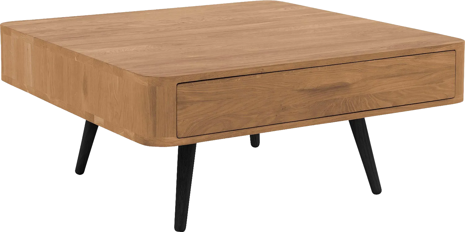 Goossens Salontafel Bjarte vierkant, hout eiken blank, stijlvol landelijk, 90 x 40 x 90 cm