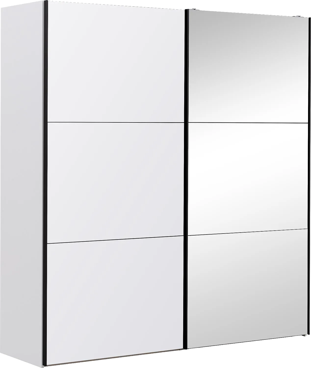 Goossens Kledingkast Easy Storage Sdk, 203 cm breed, 220 cm hoog, 1x 3 paneel glas schuifdeur li en 1x 3 paneel spiegel schuifdeur re