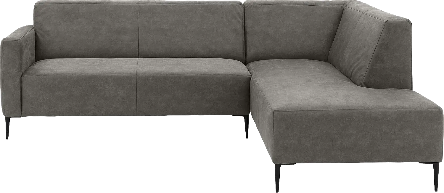 Goossens Bank Key West grijs, micro leer, 2,5-zits, modern design met ligelement rechts