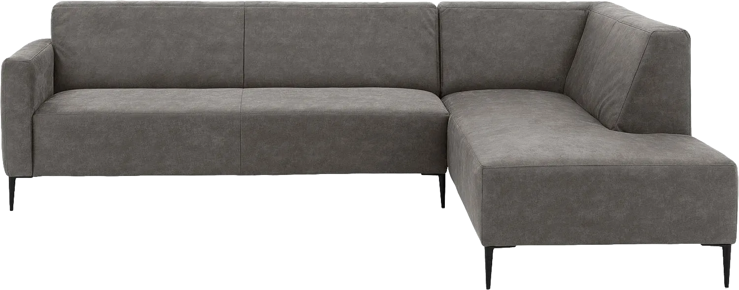 Goossens Bank Key West grijs, micro leer, 3-zits, modern design met ligelement rechts