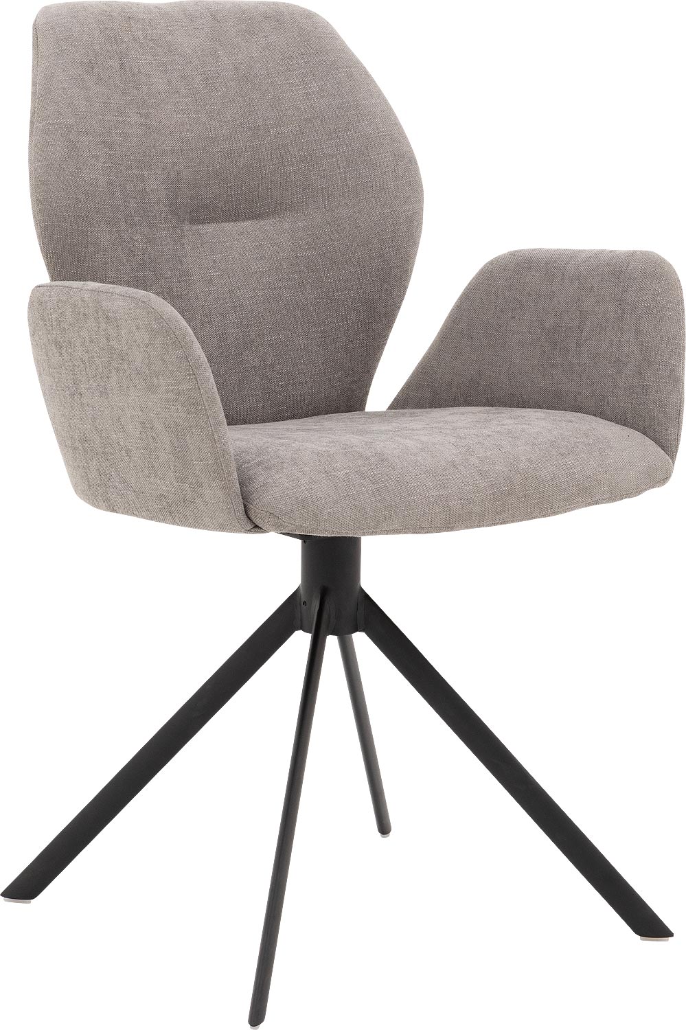 Goossens Eetkamerstoel Hera lichtgrijs stof met draaifunctie met armleuning, modern design
