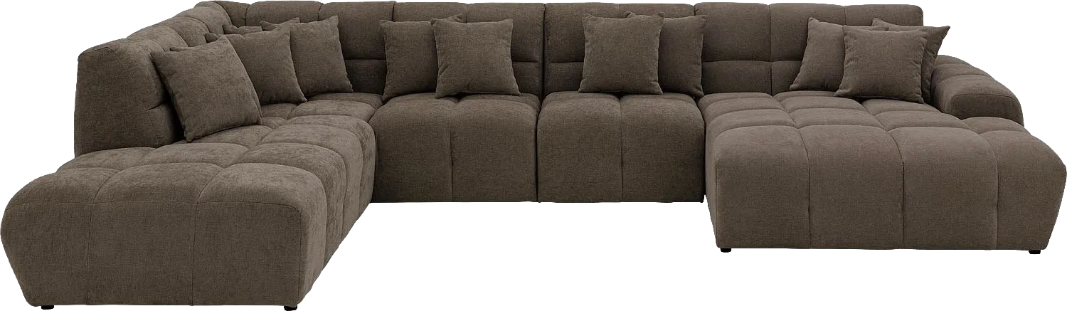 Goossens Excellent Bank Kubus bruin, stof, modern design