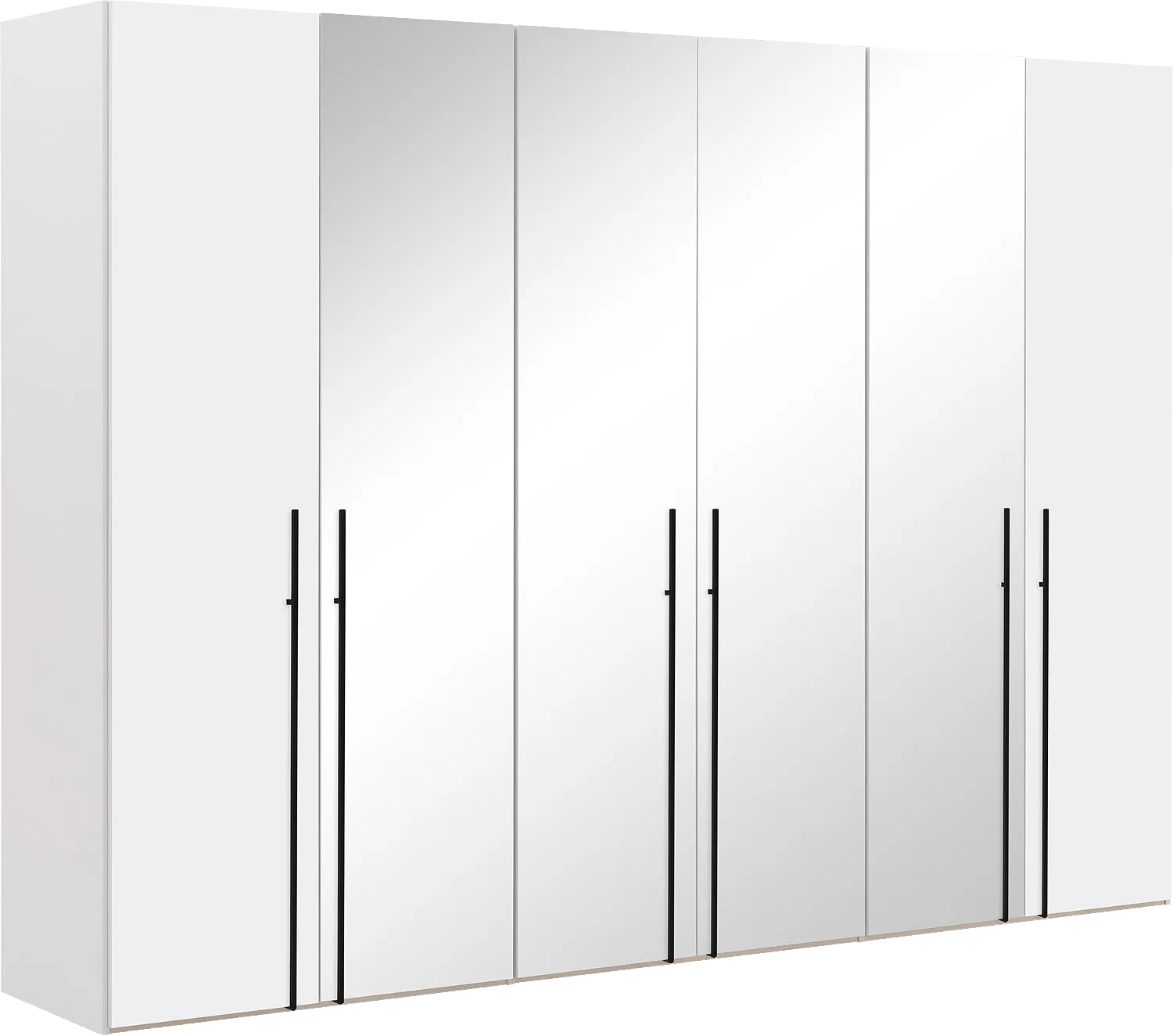 Goossens Kledingkast Easy Storage Ddk, Kledingkast 304 cm breed, 220 cm hoog, 2x draaideur en 4x spiegel draaideur midden