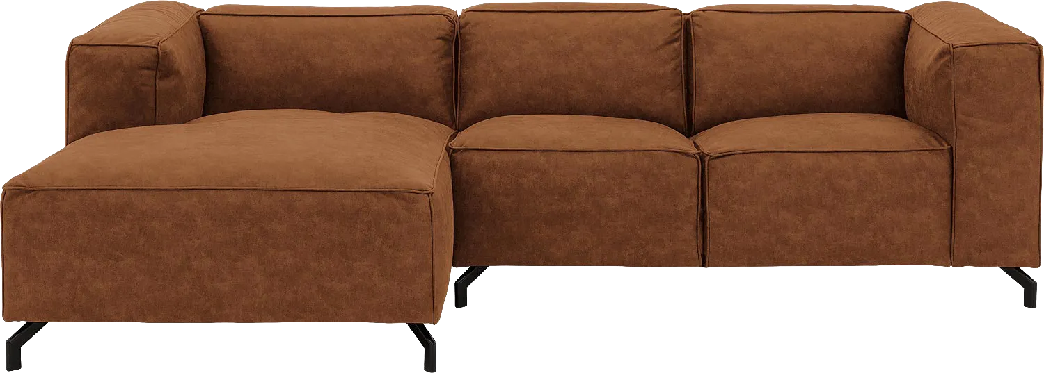 Goossens Bank Calvin cognac, micro leer, 2-zits, modern design