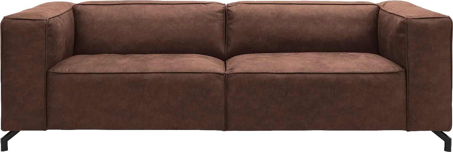 Goossens Bank Calvin bruin, micro leer, 3,5-zits, modern design