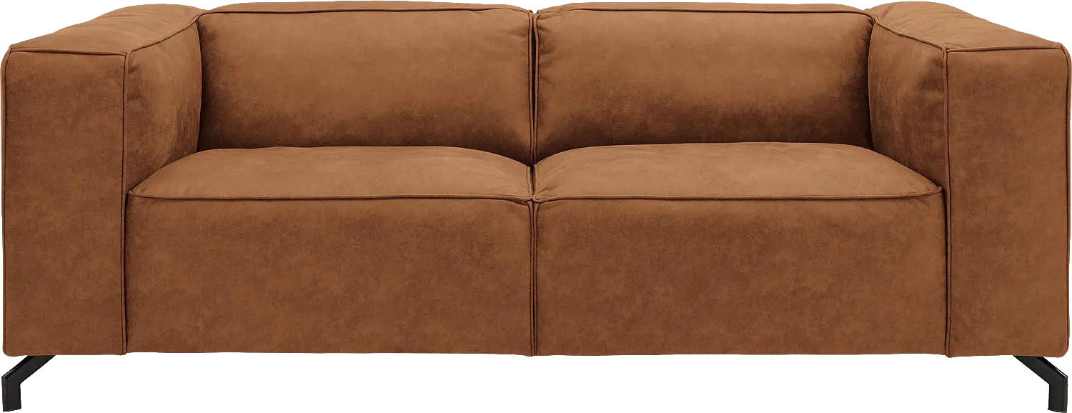 Goossens Bank Calvin cognac, micro leer, 2,5-zits, modern design