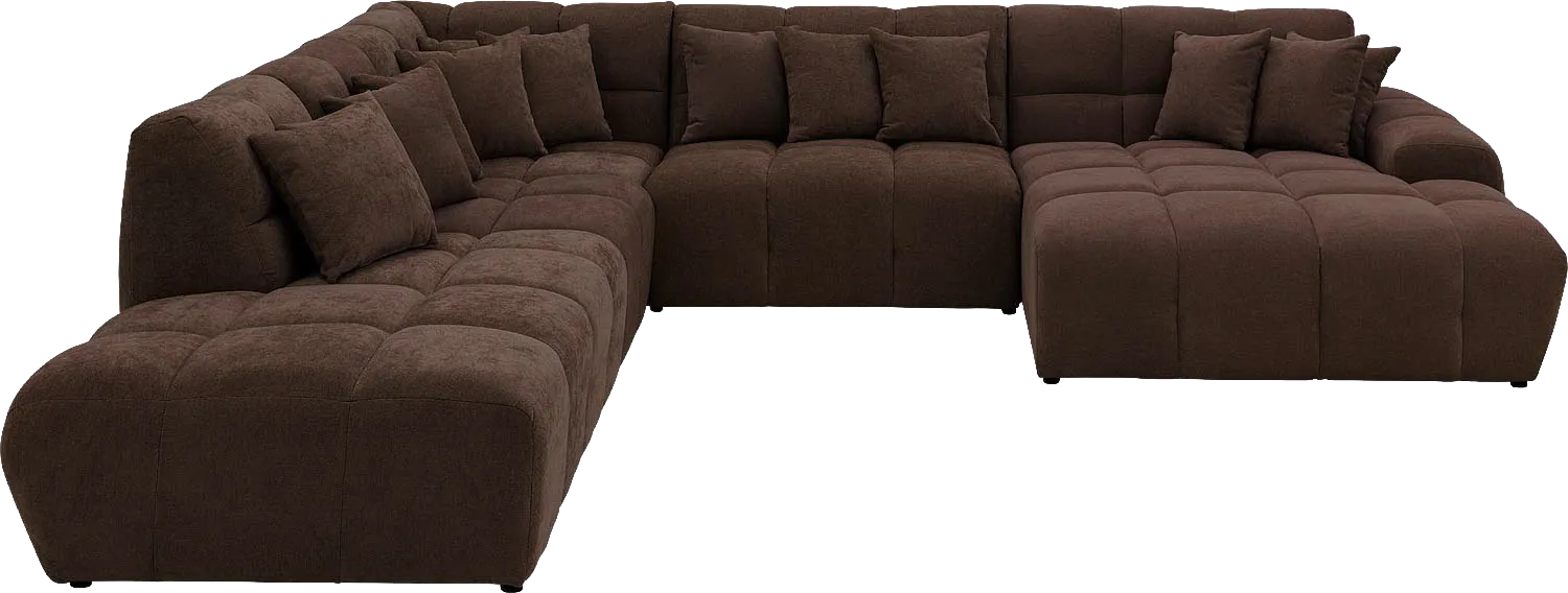 Goossens Excellent Bank Kubus donkerbruin, stof, 1,5-zits, modern design