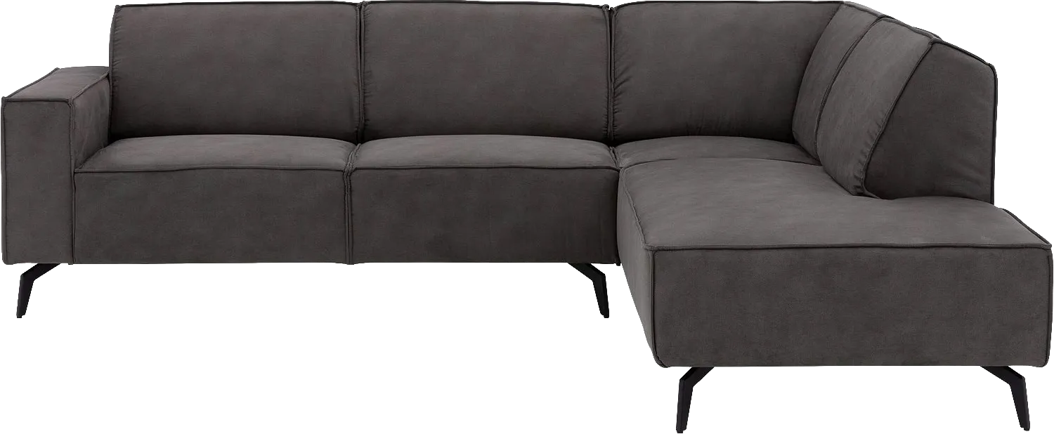 Goossens Hoekbank Hercules donkergrijs, microvezel, 2,5-zits, modern design met ligelement rechts
