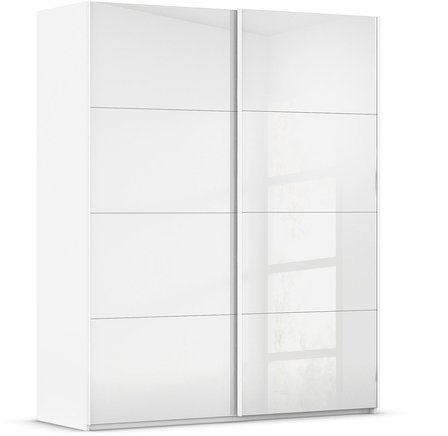 Goossens Excellent Kledingkast Finca Glans Glas, Slaapkamerkast 160 cm breed, 223 cm hoog, 2x 4 paneel glas schuifdeuren