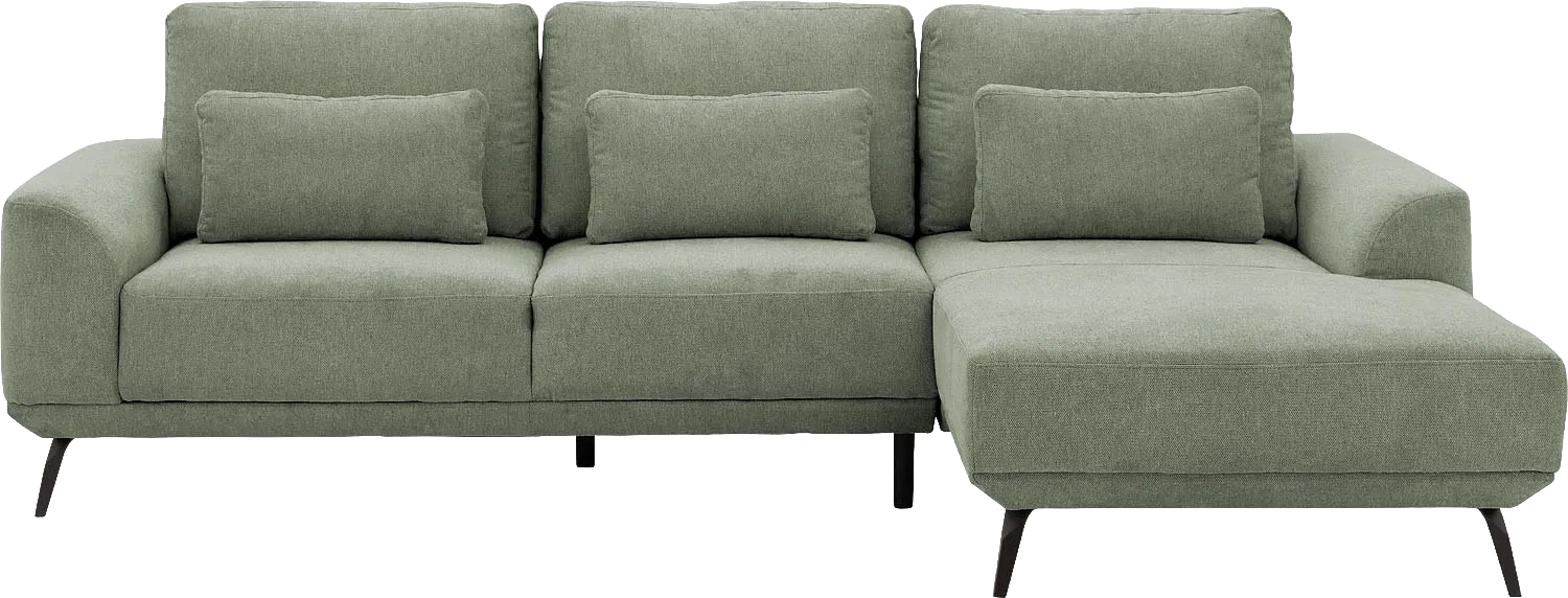 Goossens Excellent Bank Princess Met Elektrisch Uitschuifbaar Zitvlak groen, stof, 2,5-zits, elegant chic met chaise longue rechts
