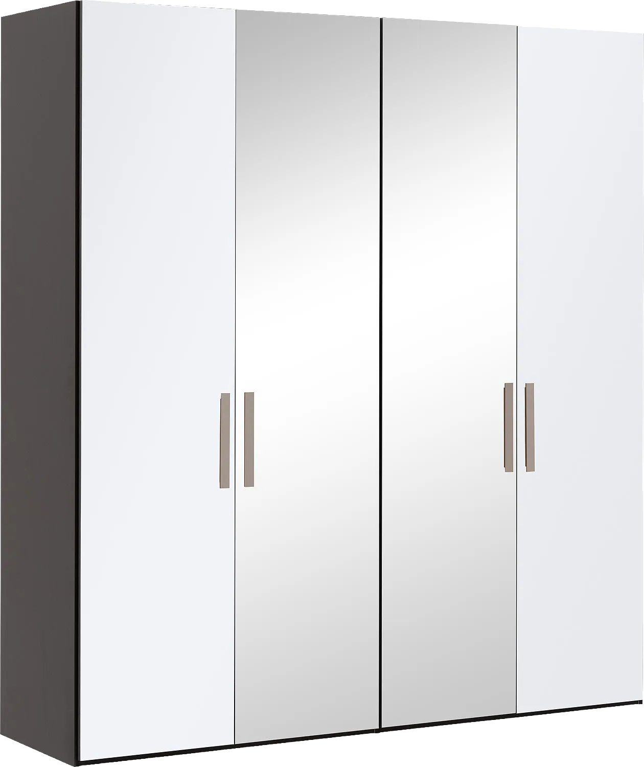 Goossens Kledingkast Easy Storage Ddk, Kledingkast 203 cm breed, 220 cm hoog, 2x glas draaideur en 2x spiegel draaideur midden