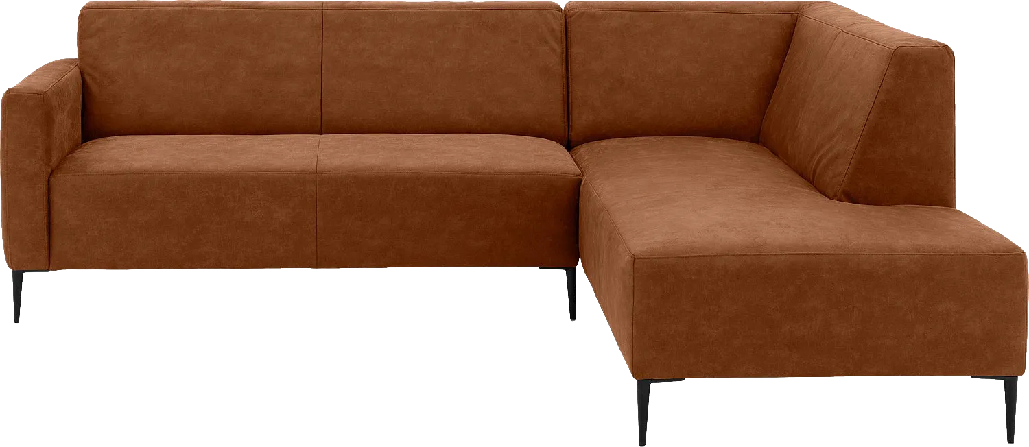 Goossens Bank Key West cognac, micro leer, 2,5-zits, modern design met ligelement rechts