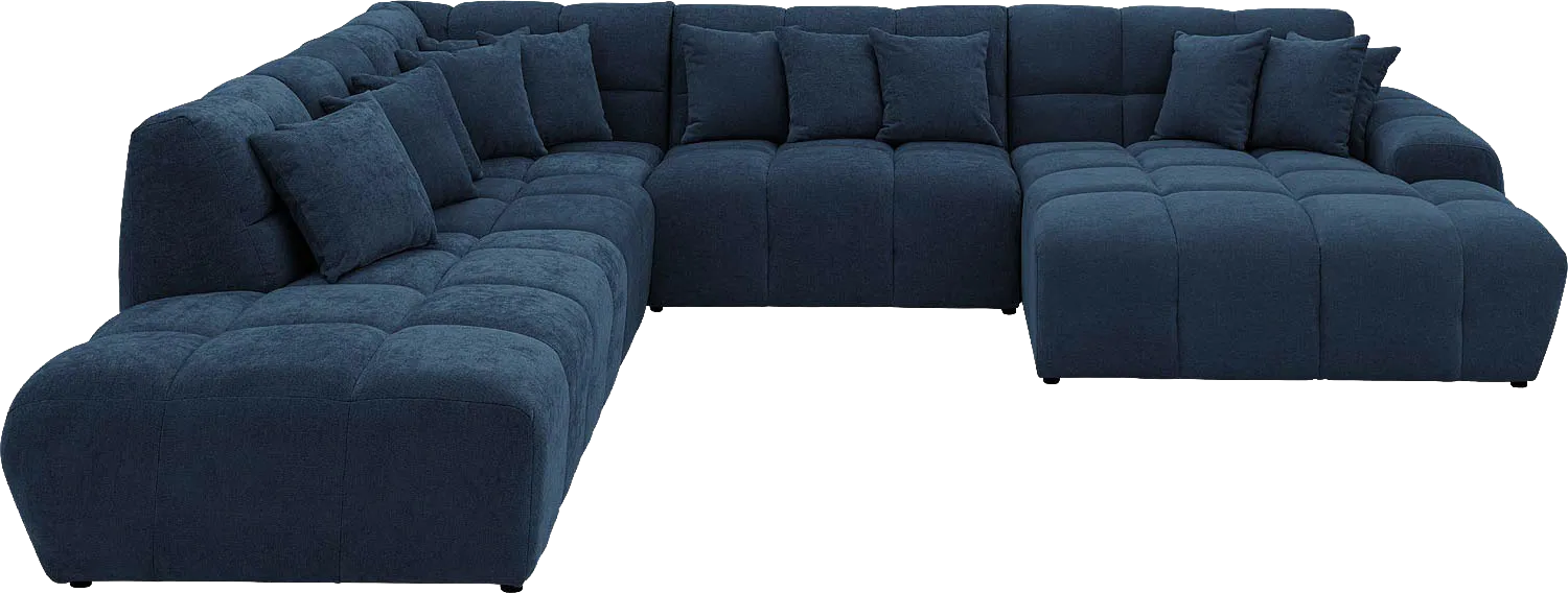 Goossens Excellent Bank Kubus blauw, stof, 1,5-zits, modern design