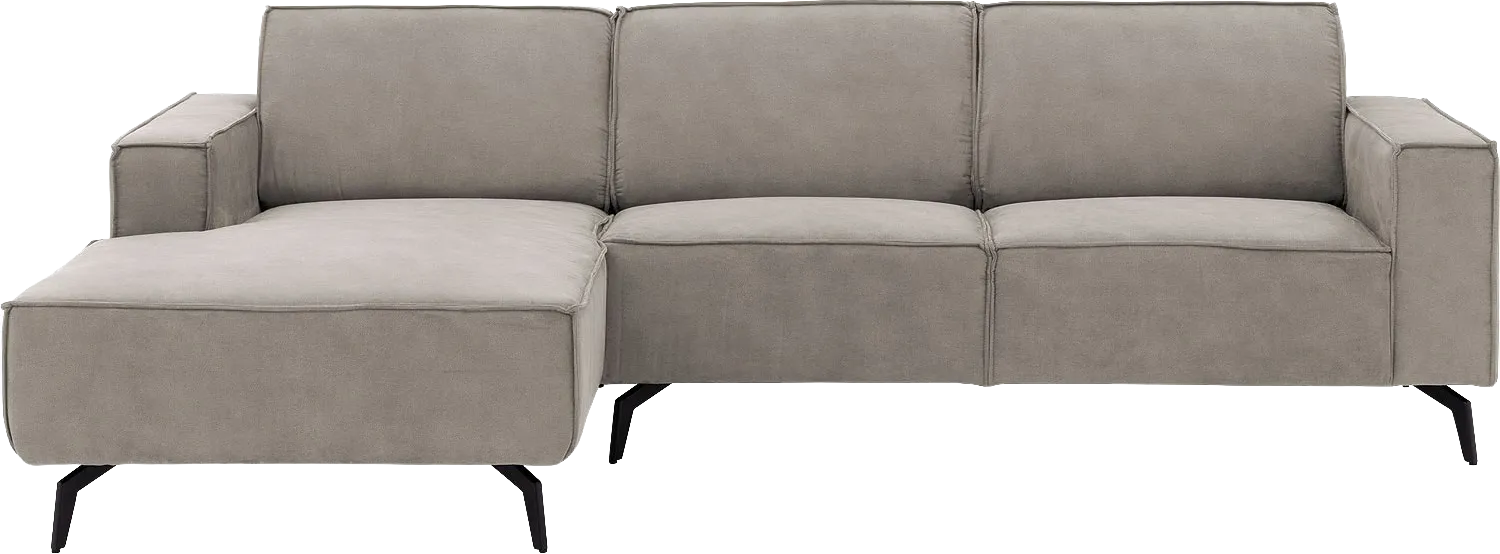 Goossens Hoekbank Hercules grijs, microvezel, 2,5-zits, modern design met chaise longue links