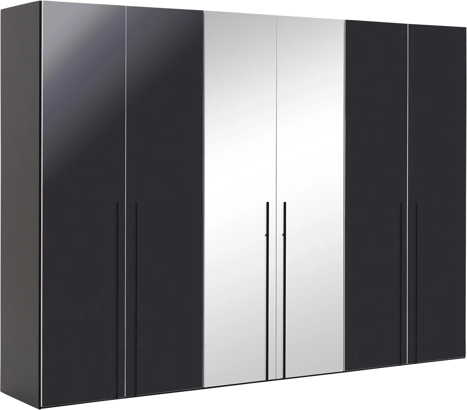 Goossens Kledingkast Easy Storage Ddk, Kledingkast 304 cm breed, 220 cm hoog, 4x draaideur en 2x spiegel draaideur midden