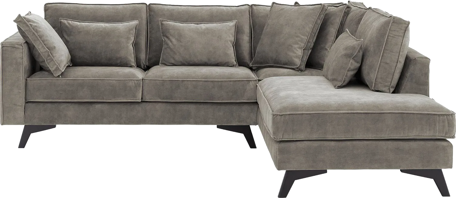 Goossens Bank Chambre grijs, stof, 2-zits, elegant chic met ligelement rechts