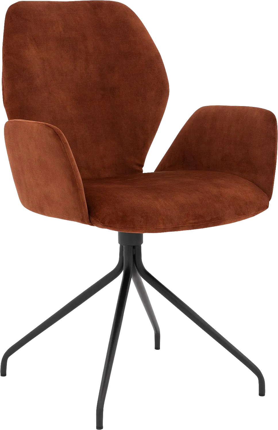 Goossens Eetkamerstoel Hera koper velvet stof met armleuning, modern design