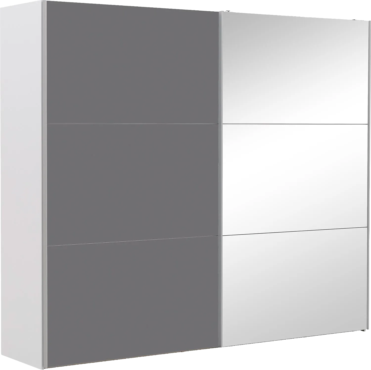 Goossens Kledingkast Easy Storage Sdk, 253 cm breed, 220 cm hoog, 1x 3 paneel glas schuifdeur li en 1x 3 paneel spiegel schuifdeur re