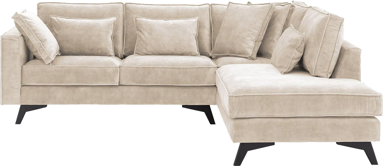 Goossens Bank Chambre beige, stof, 2-zits, elegant chic met ligelement rechts