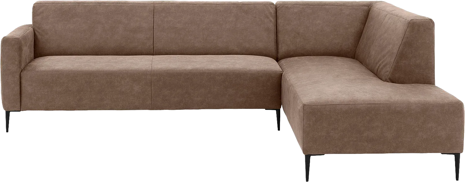 Goossens Bank Key West bruin, micro leer, 3-zits, modern design met ligelement rechts