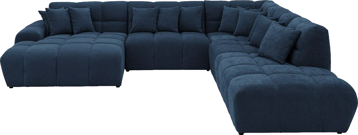 Goossens Excellent Bank Kubus blauw, stof, 1,5-zits, modern design