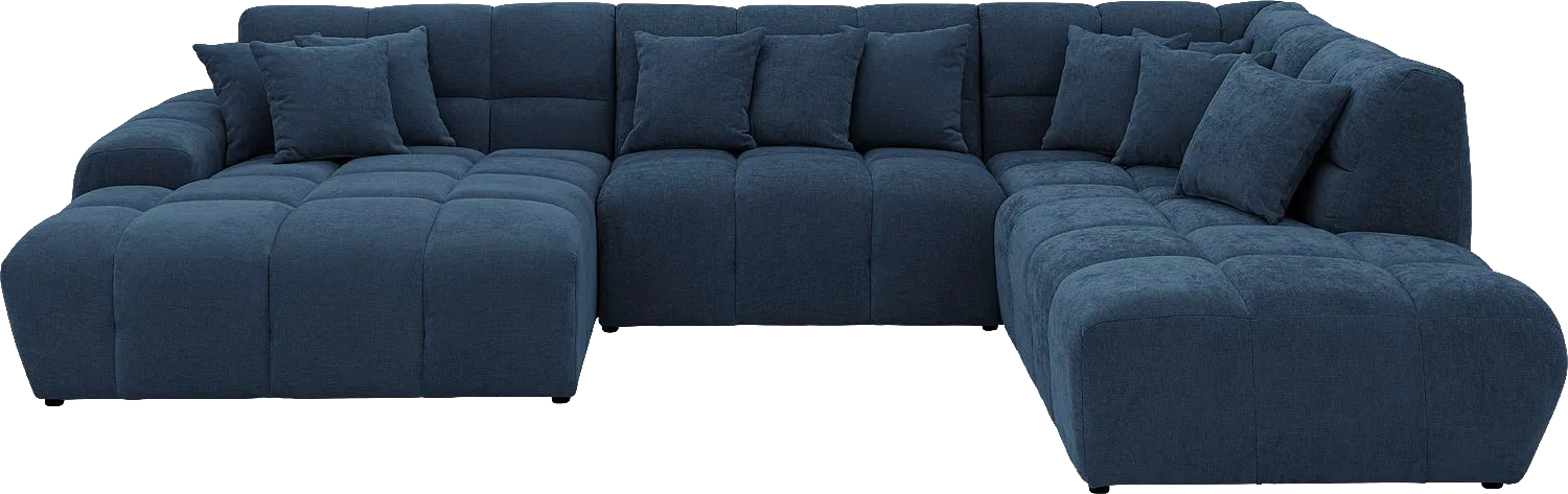 Goossens Excellent Bank Kubus blauw, stof, 1,5-zits, modern design