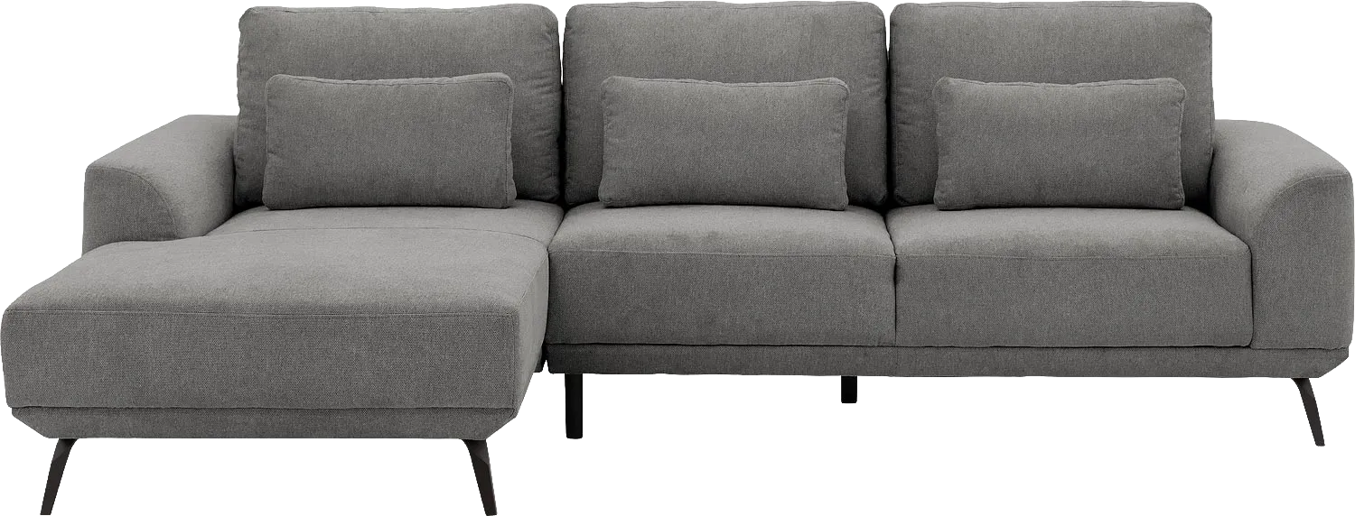 Goossens Excellent Bank Princess Met Elektrisch Uitschuifbaar Zitvlak grijs, stof, 3-zits, elegant chic met chaise longue links