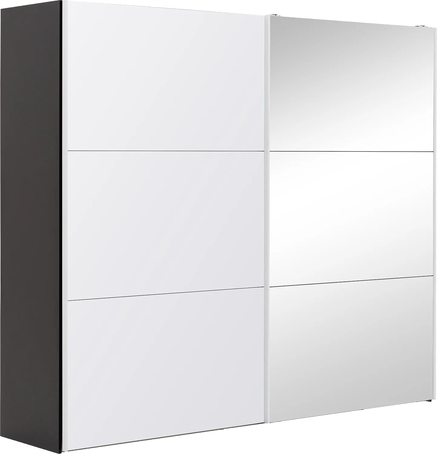 Goossens Kledingkast Easy Storage Sdk, 253 cm breed, 220 cm hoog, 1x 3 paneel glas schuifdeur li en 1x 3 paneel spiegel schuifdeur re