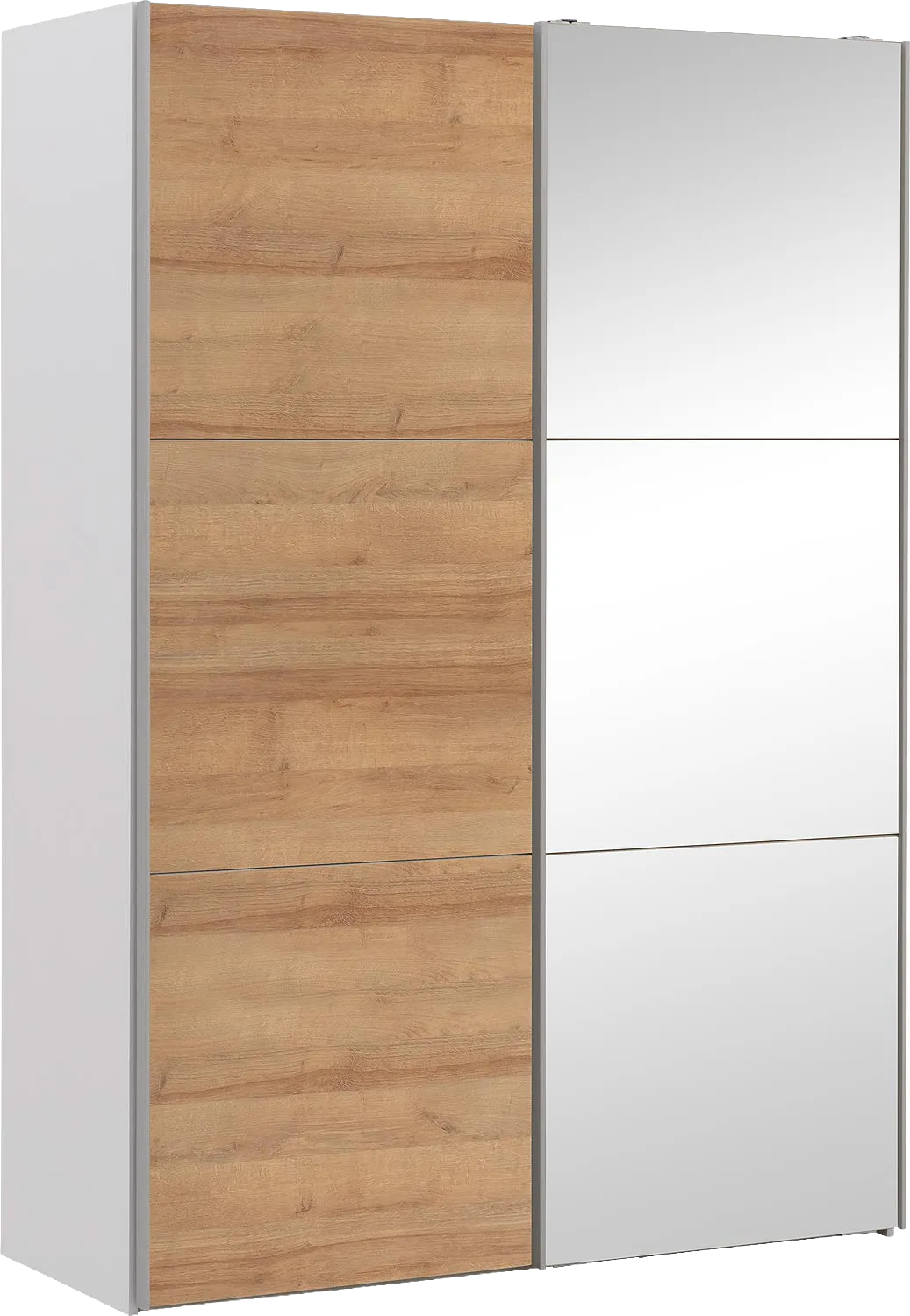 Goossens Kledingkast Easy Storage Sdk, 153 cm breed, 220 cm hoog, 1x 3 paneel schuifdeur li en 1x 3 paneel spiegel schuifdeur re