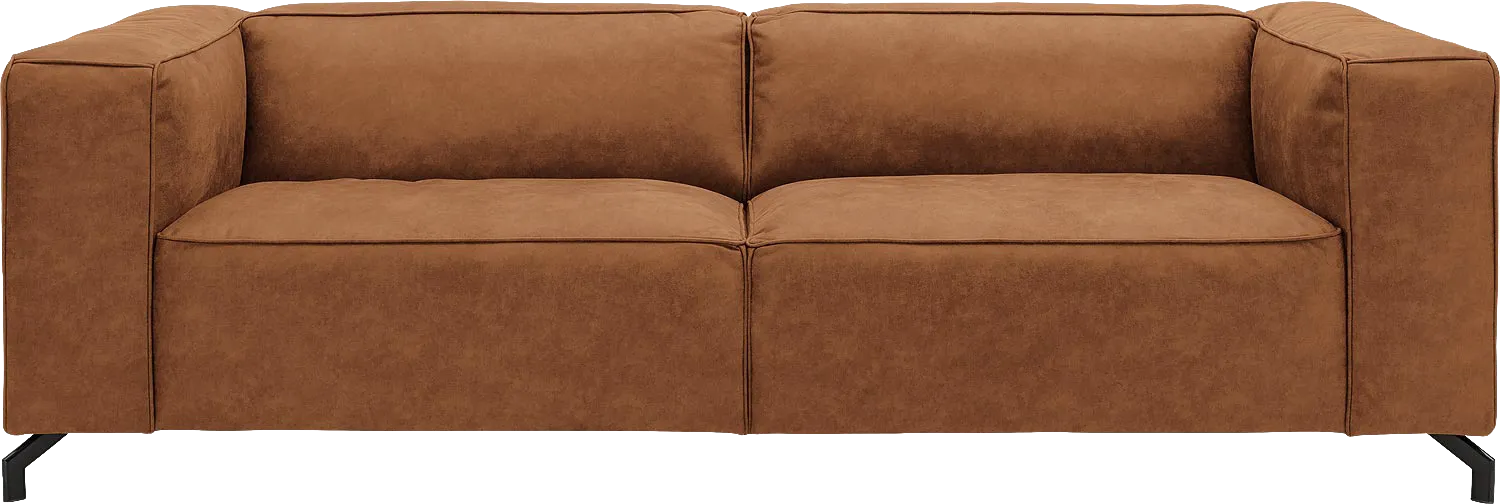 Goossens Bank Calvin cognac, micro leer, 3,5-zits, modern design