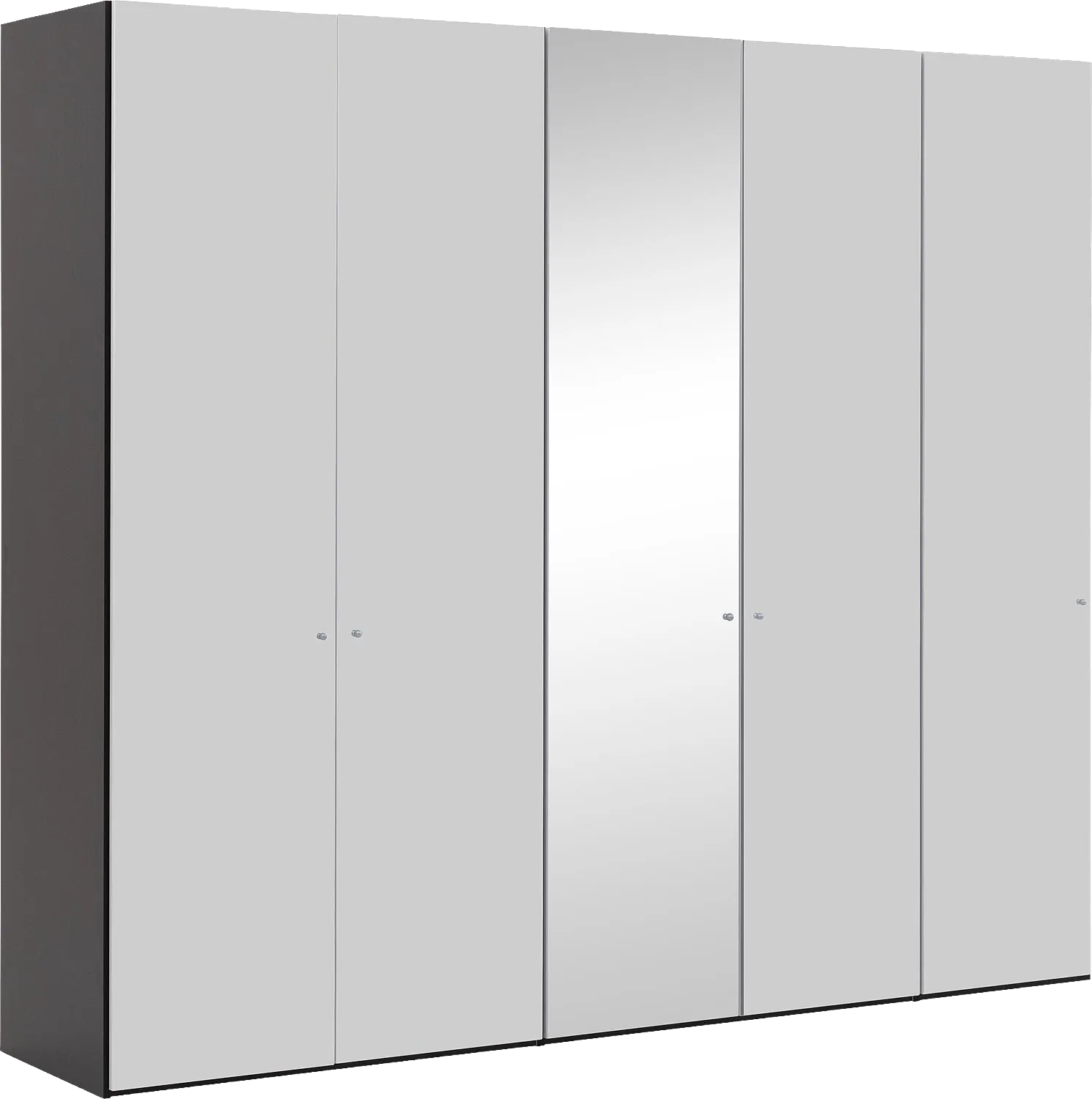 Goossens Kledingkast Easy Storage Ddk, Kledingkast 253 cm breed, 220 cm hoog, 4x glas draaideur en 1x spiegel draaideur midden
