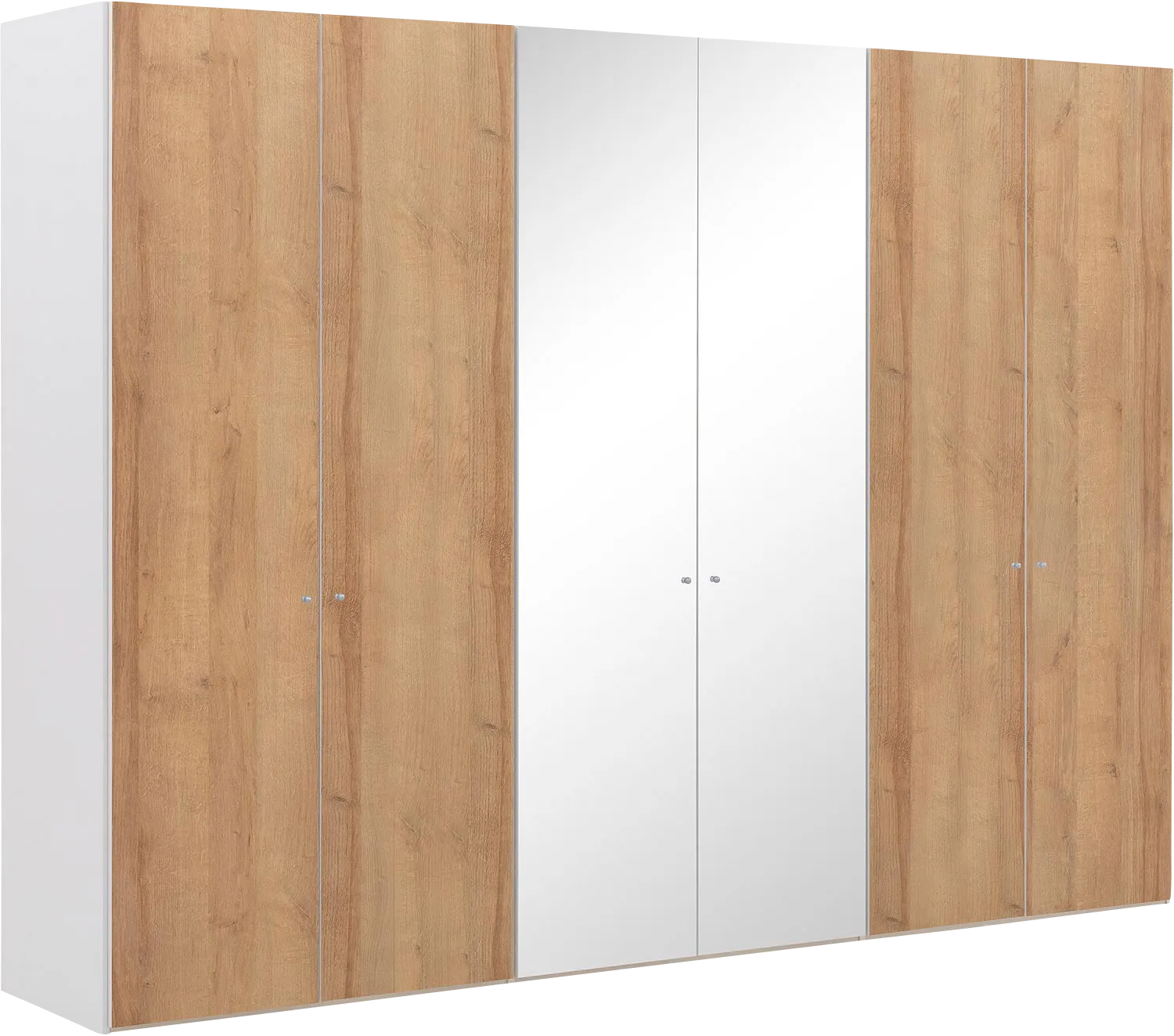 Goossens Kledingkast Easy Storage Ddk, Kledingkast 304 cm breed, 220 cm hoog, 4x draaideur en 2x spiegel draaideur midden