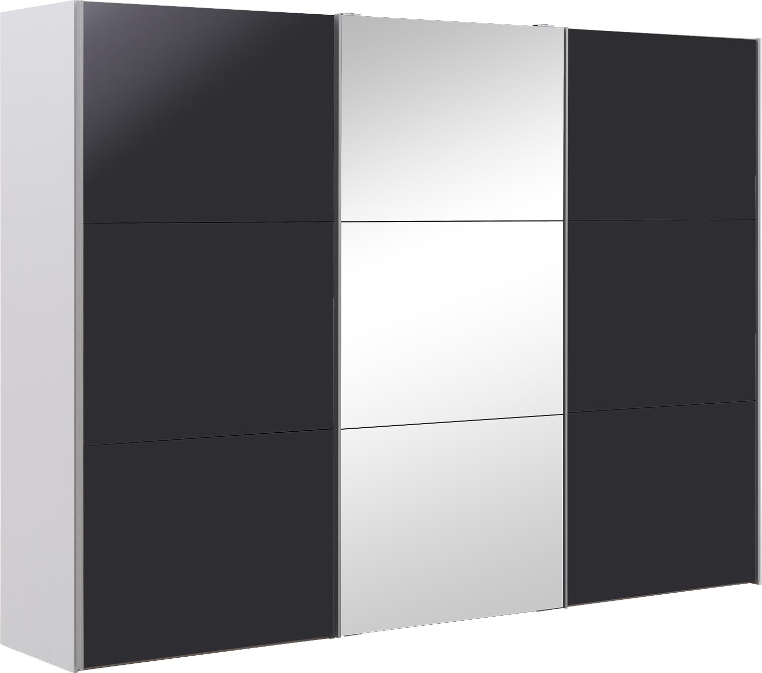 Goossens Kledingkast Easy Storage Sdk, 303 cm breed, 220 cm hoog, 2x 3 paneel schuifdeuren en 1x 3 paneel spiegel schuifdeur midden