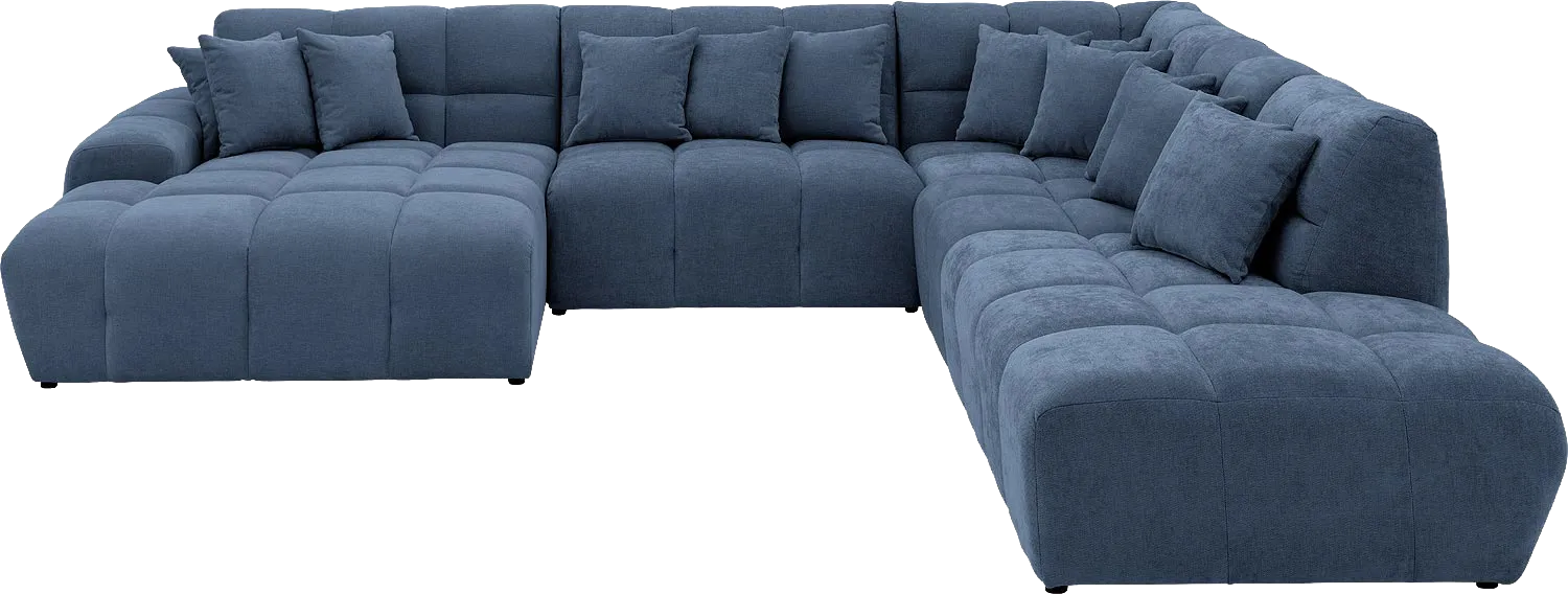 Goossens Excellent Bank Kubus blauw, stof, 1,5-zits, modern design
