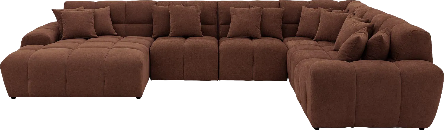 Goossens Excellent Bank Kubus bruin, stof, modern design