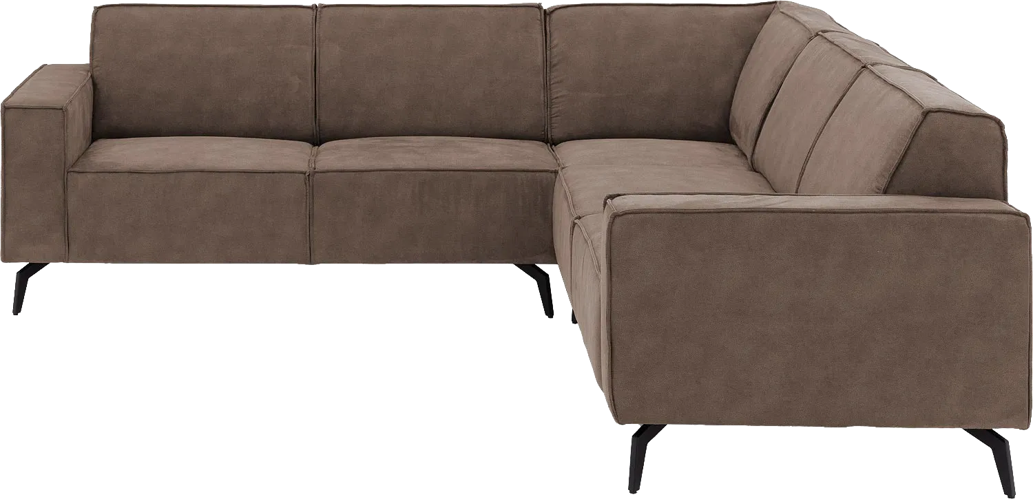 Goossens Hoekbank Hercules bruin, microvezel, 2-zits, modern design