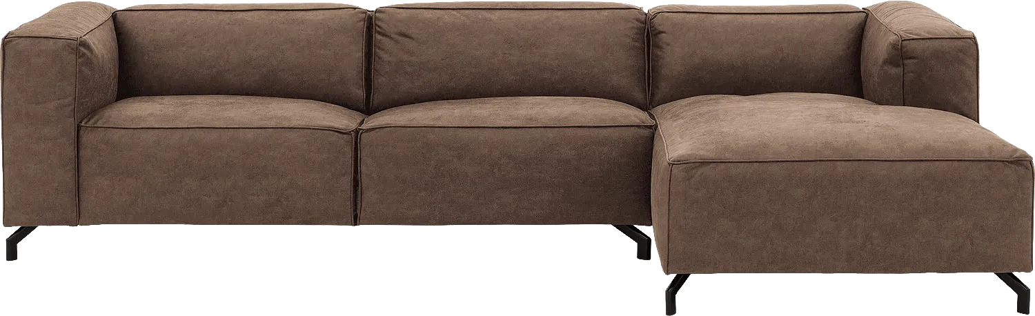 Goossens Bank Calvin bruin, micro leer, 3,5-zits, modern design
