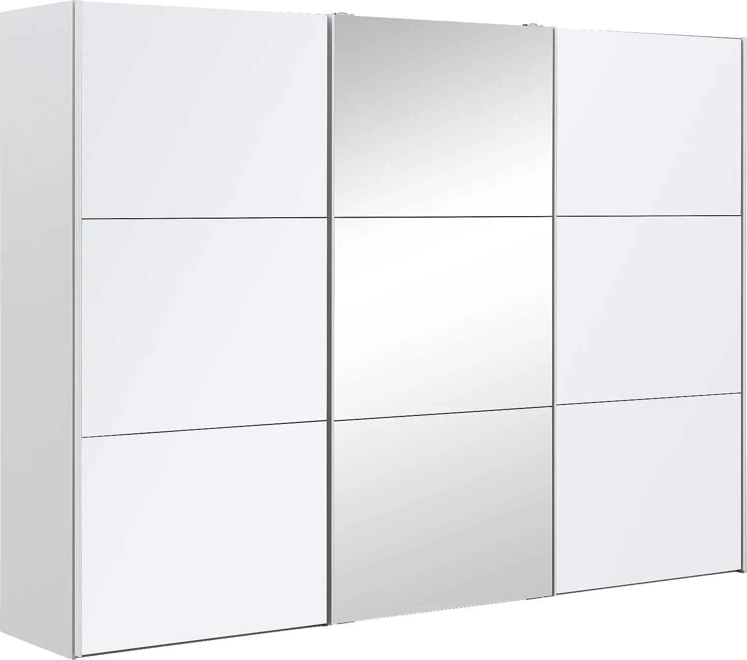 Goossens Kledingkast Easy Storage Sdk, 303 cm breed, 220 cm hoog, 2x 3 paneel glas schuifdeuren en 1x 3 paneel spiegel schuifdeur midden
