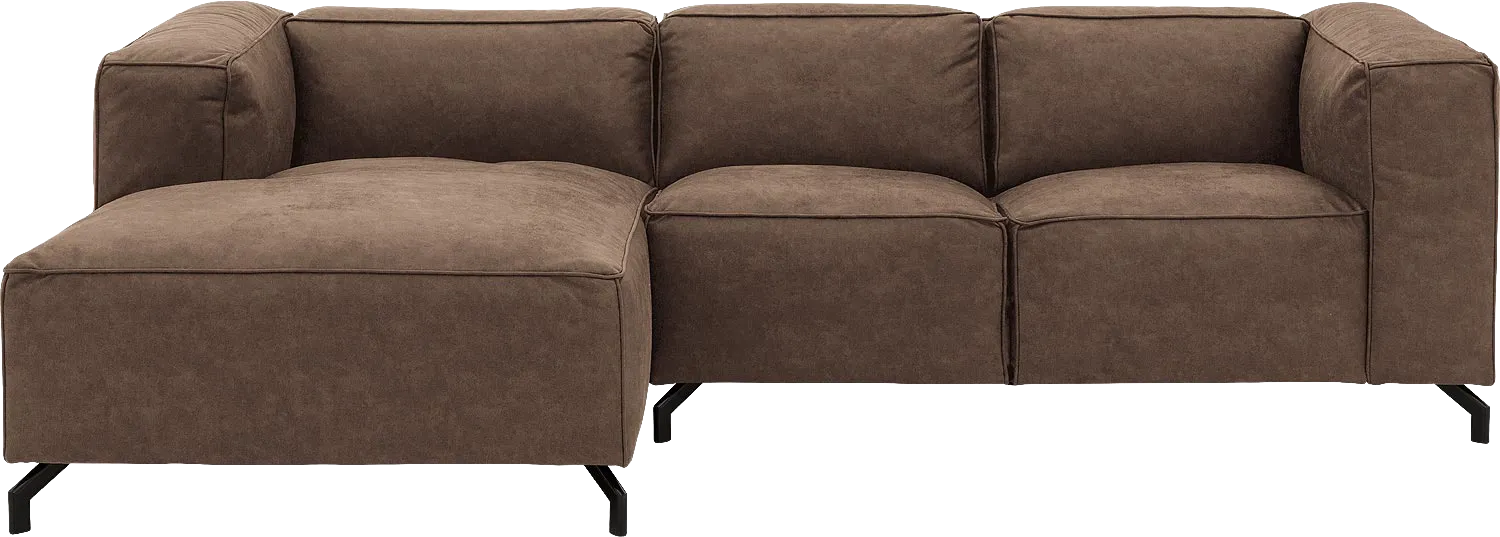 Goossens Bank Calvin bruin, micro leer, 2-zits, modern design