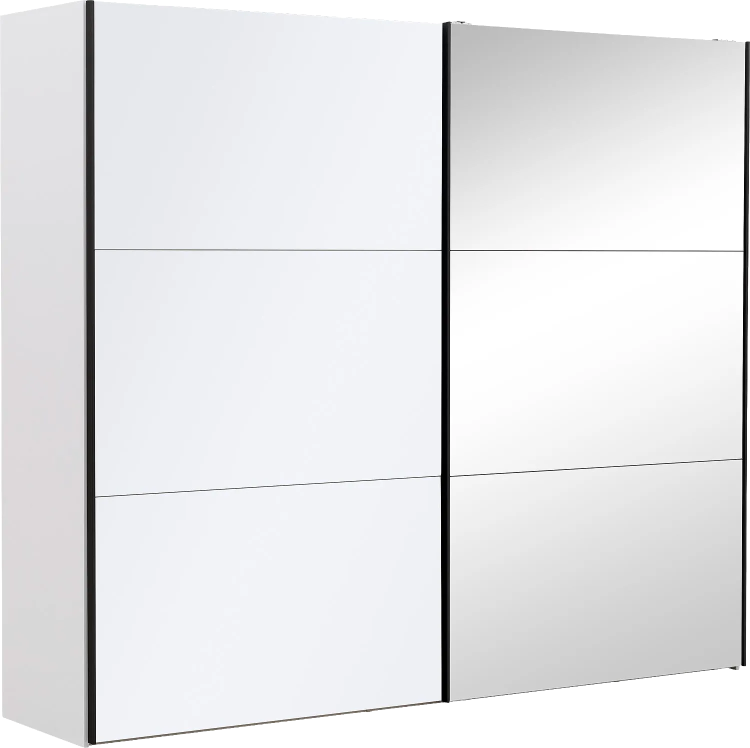 Goossens Kledingkast Easy Storage Sdk, 253 cm breed, 220 cm hoog, 1x 3 paneel glas schuifdeur li en 1x 3 paneel spiegel schuifdeur re